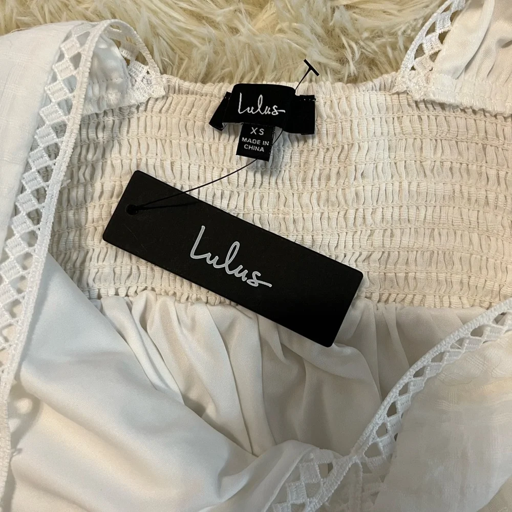 Lulu’s Sunny Desires White Long Sleeve Mini Babydoll Dress || NWT - Picture 6 of 6